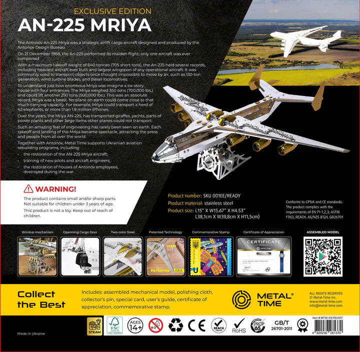Metal Time AN-225 Mriya Official Exclusive Edition Double Color - DIY Metal Model Kit