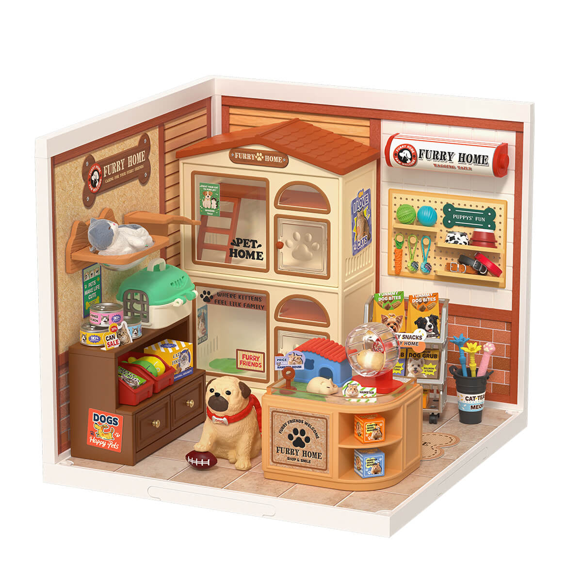 Furry Friends' Home – DIY Miniature Dollhouse Kit