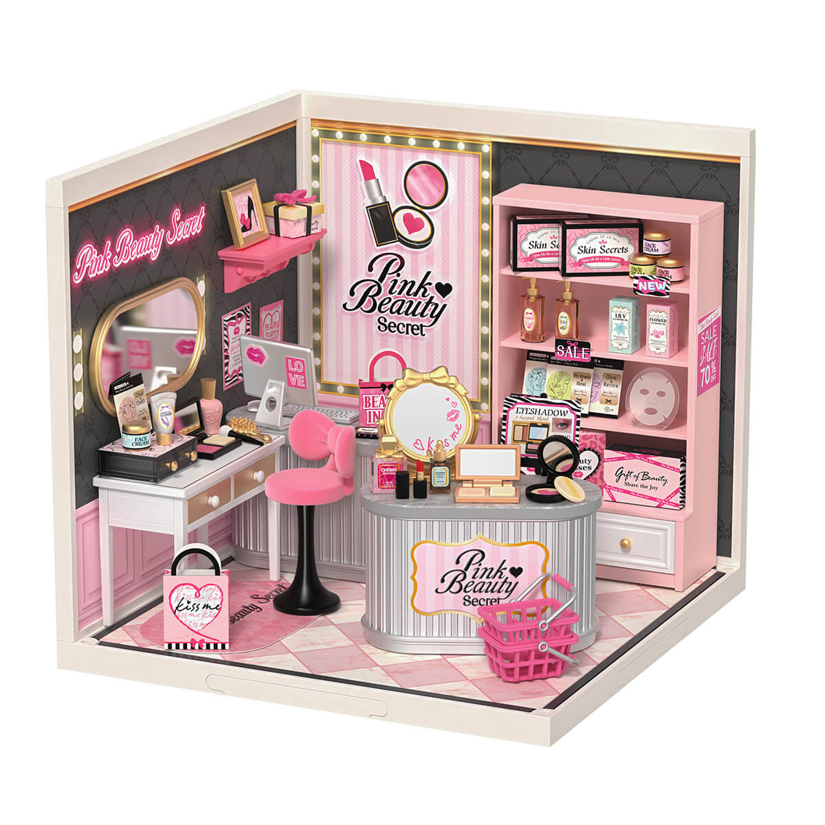 Pink Beauty Secret – DIY Miniature Dollhouse Kit