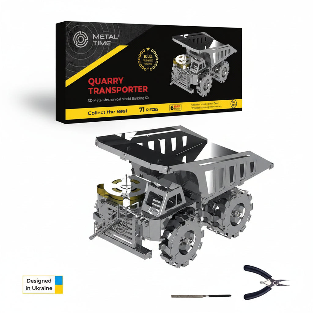 Metal Time Quarry Transporter Mining Truck - DIY Metal Model Kit