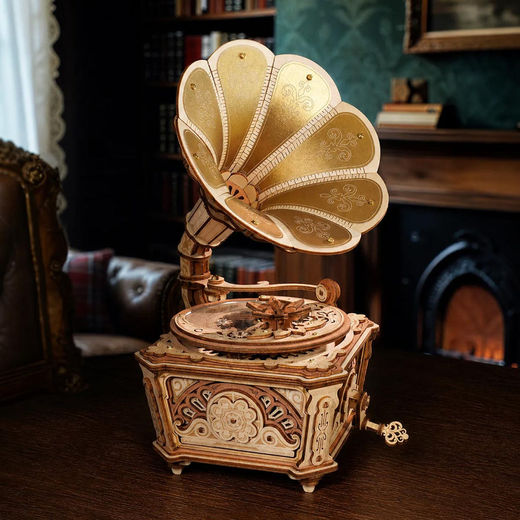 Diva Gramophone Music Box – 3D Wooden Mechanical Model Kit