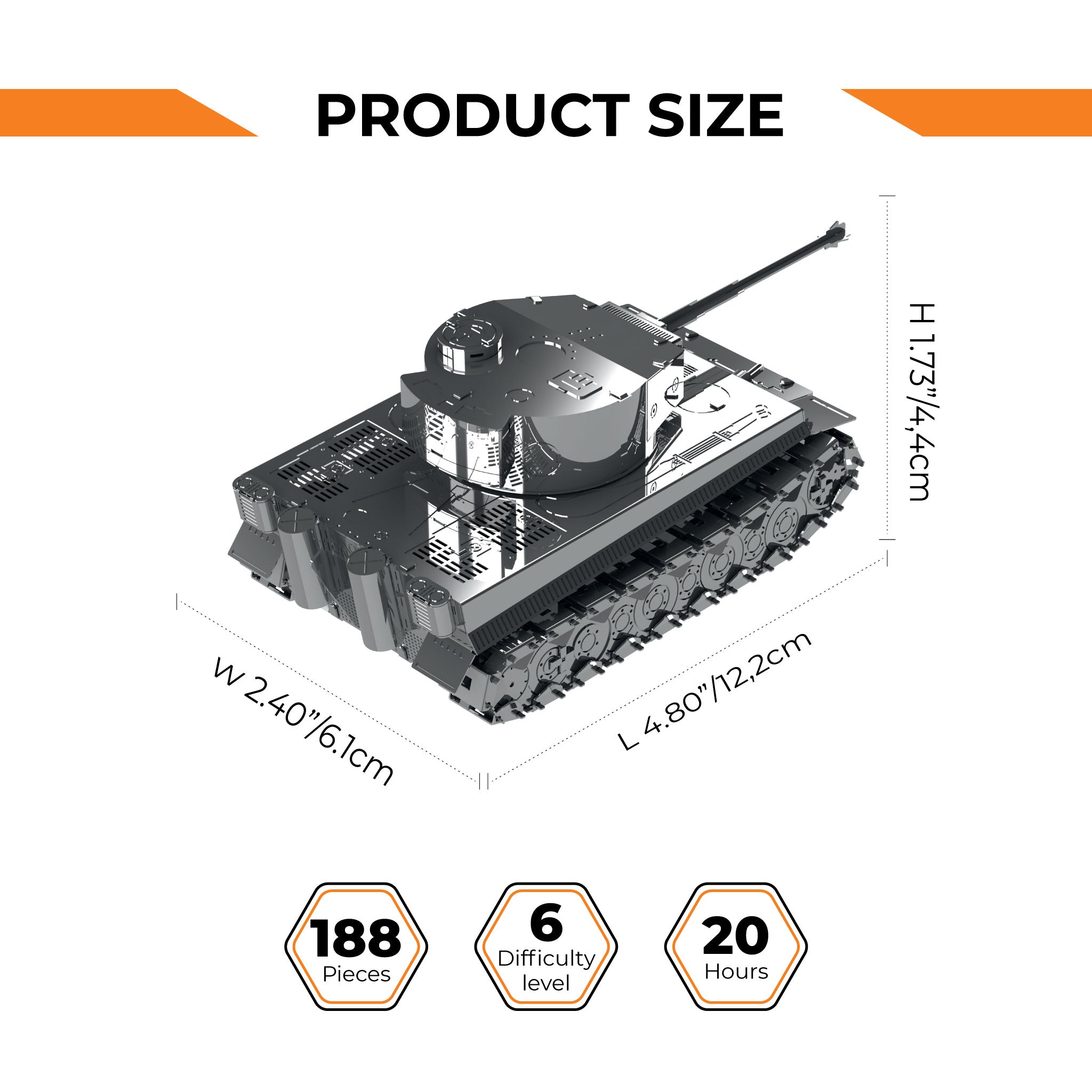 Metal Time Tiger Ponderous Panzer Tank – DIY Metal Model Kit
