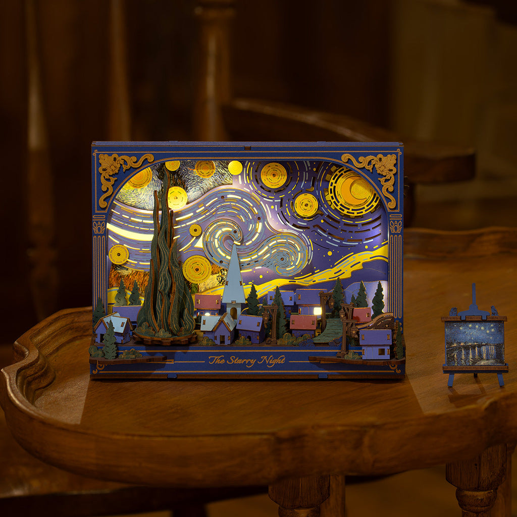 Rowood The Starry Night Wall Art – 3D Wooden Puzzle Kit