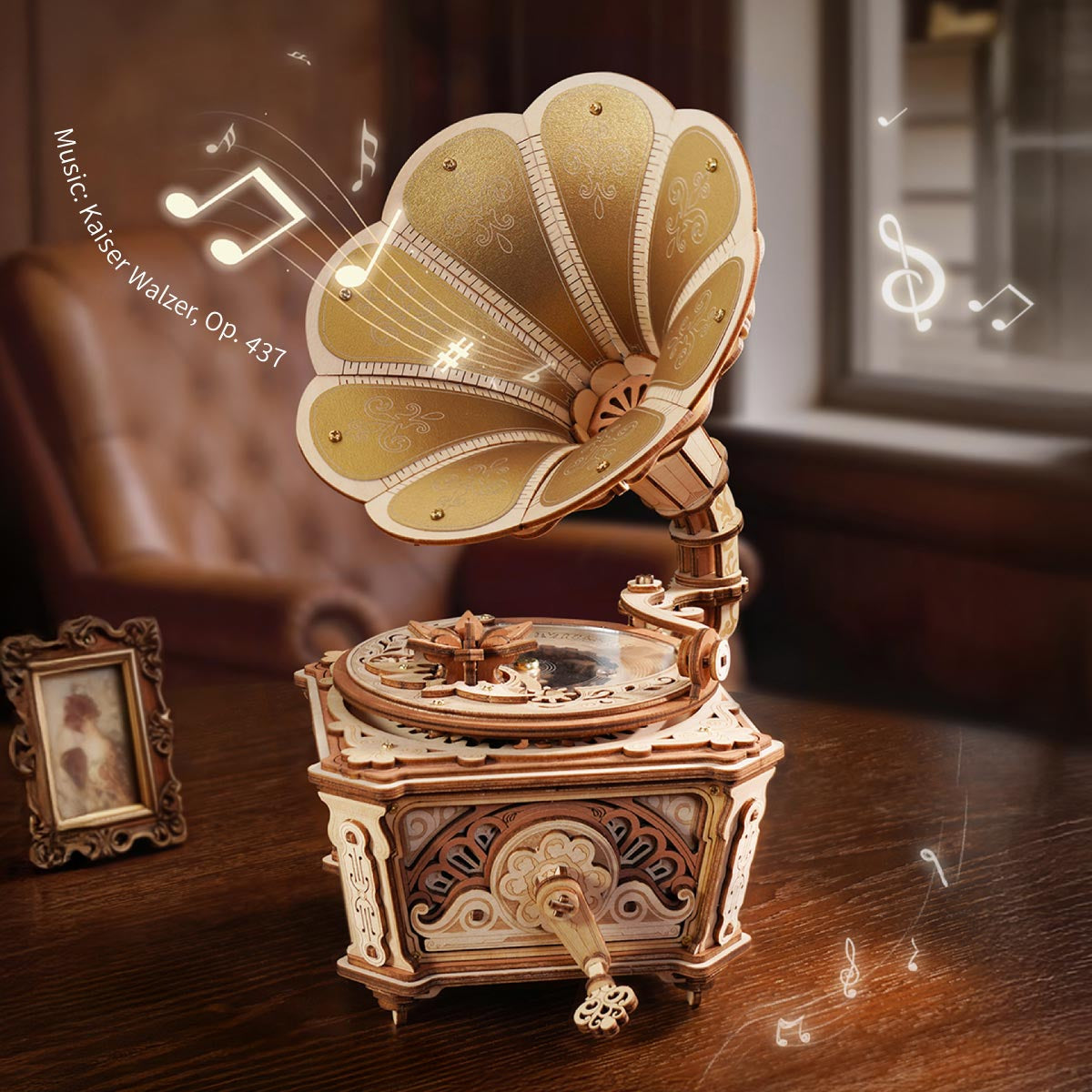 Diva Gramophone Music Box – 3D Wooden Mechanical Model Kit