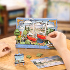Rowood Red Boats Wall Art – 3D Wooden Puzzle Kit