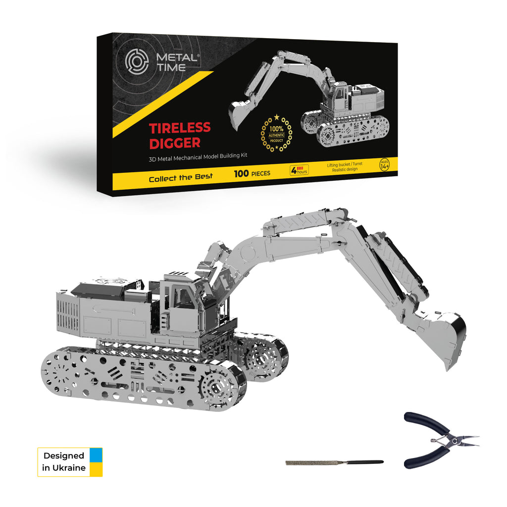 Metal Time Tireless Digger Excavator - DIY Metal Model Kit