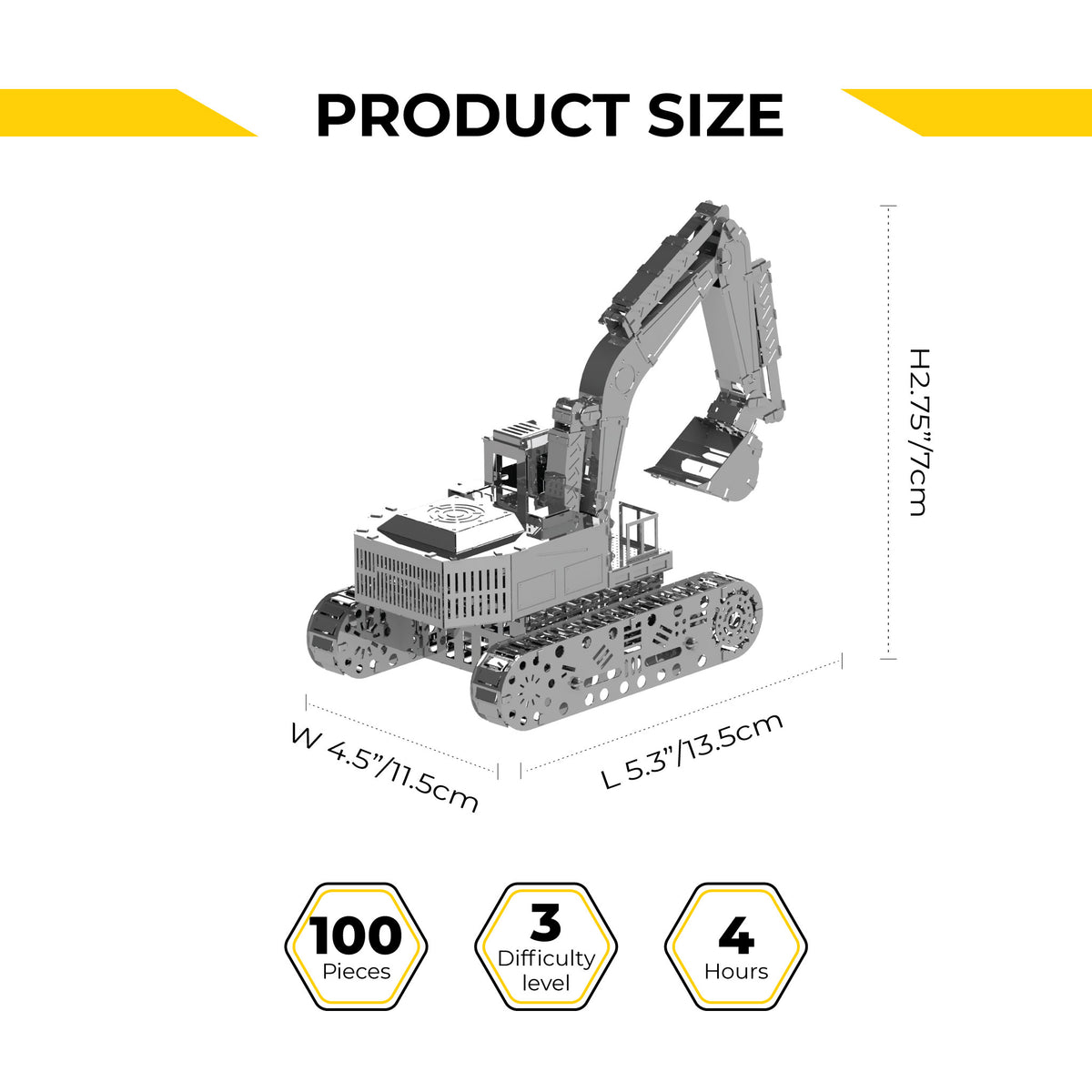 Metal Time Tireless Digger Excavator - DIY Metal Model Kit