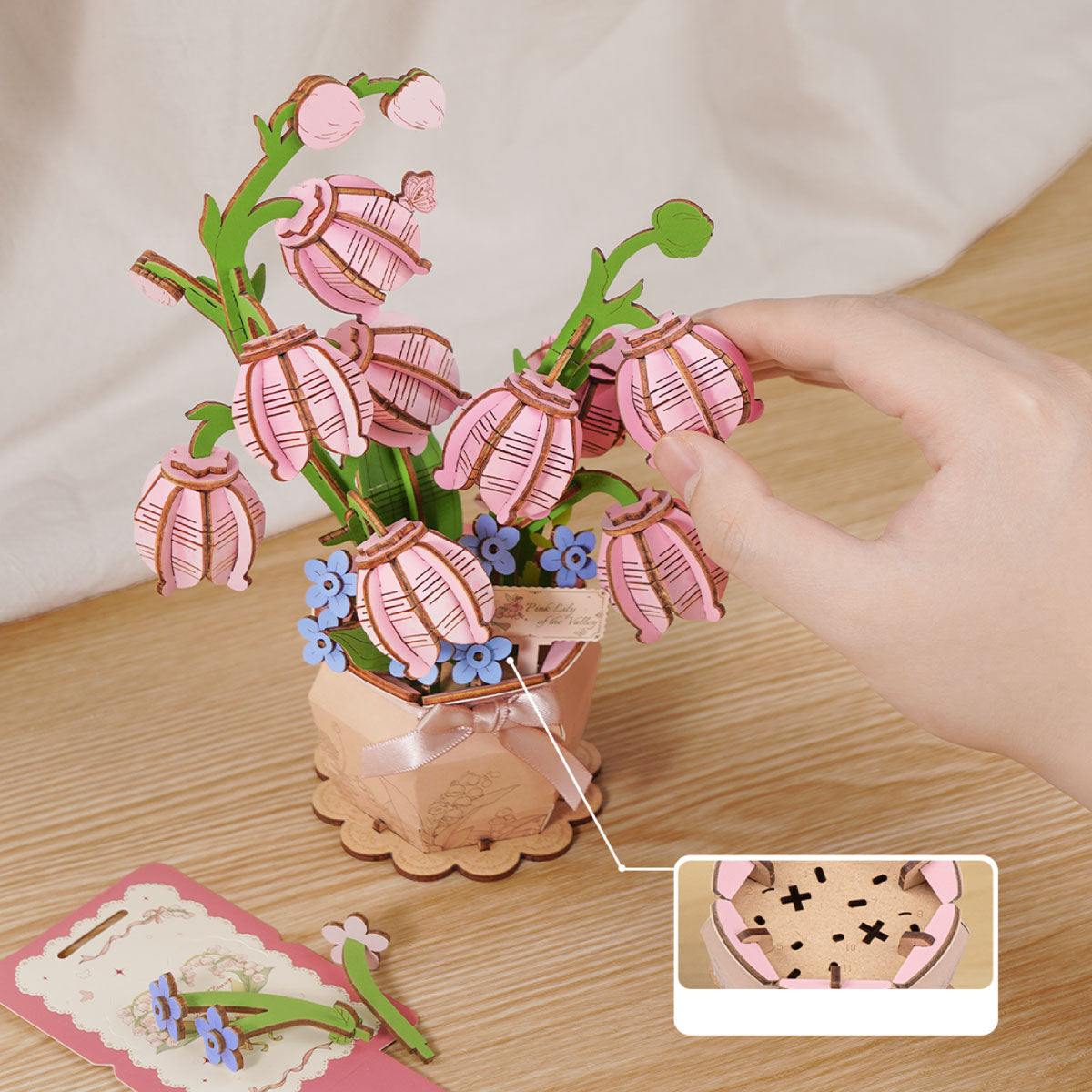 Rowood Pink Lily of the Valley – 3D Wooden Puzzle Kit