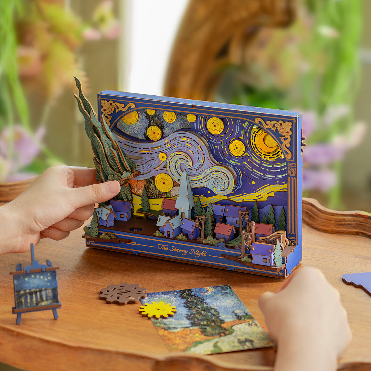 Rowood The Starry Night Wall Art – 3D Wooden Puzzle Kit