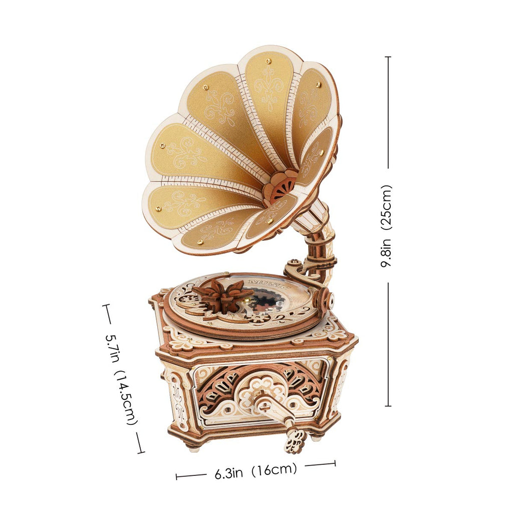 Diva Gramophone Music Box – 3D Wooden Mechanical Model Kit