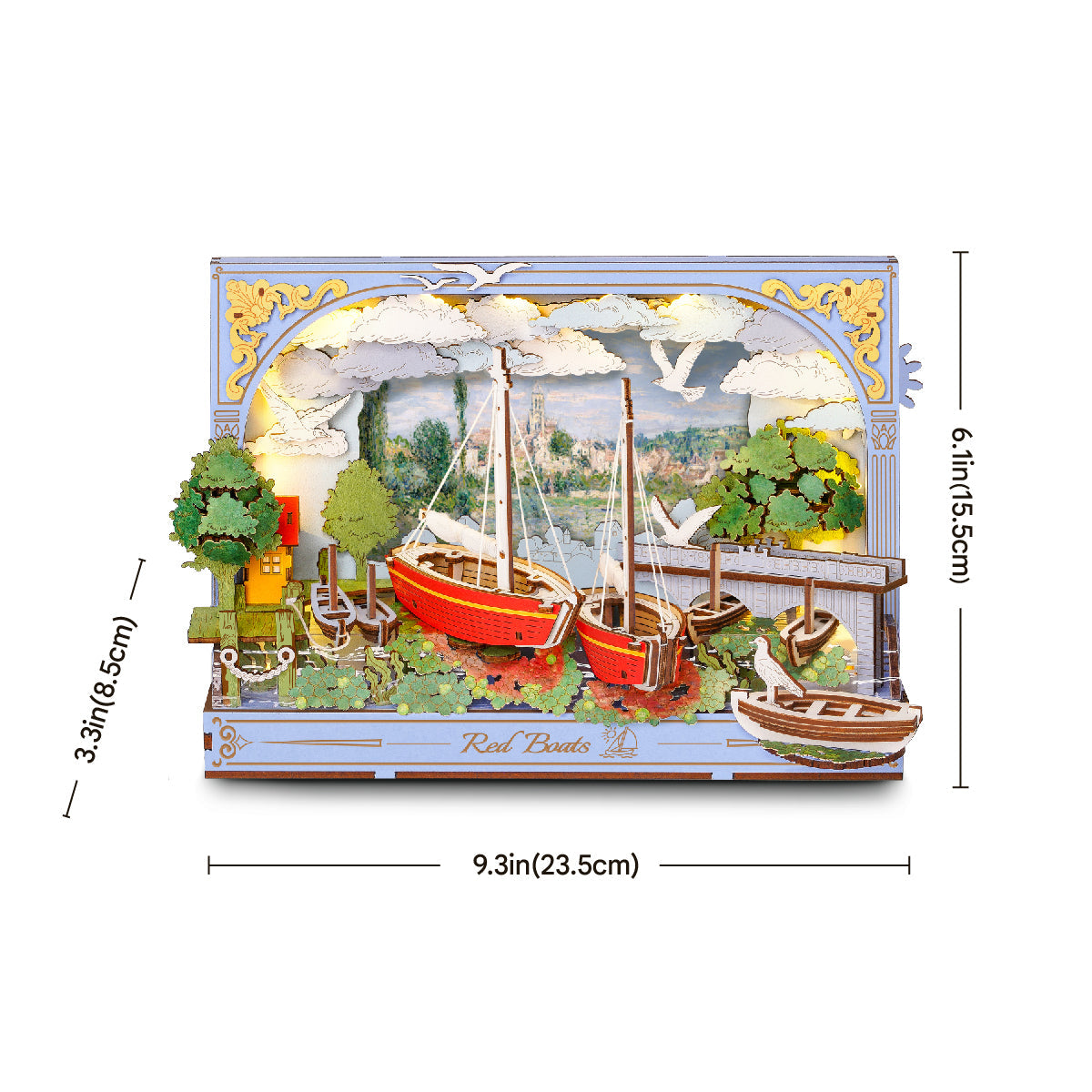 Rowood Red Boats Wall Art – 3D Wooden Puzzle Kit