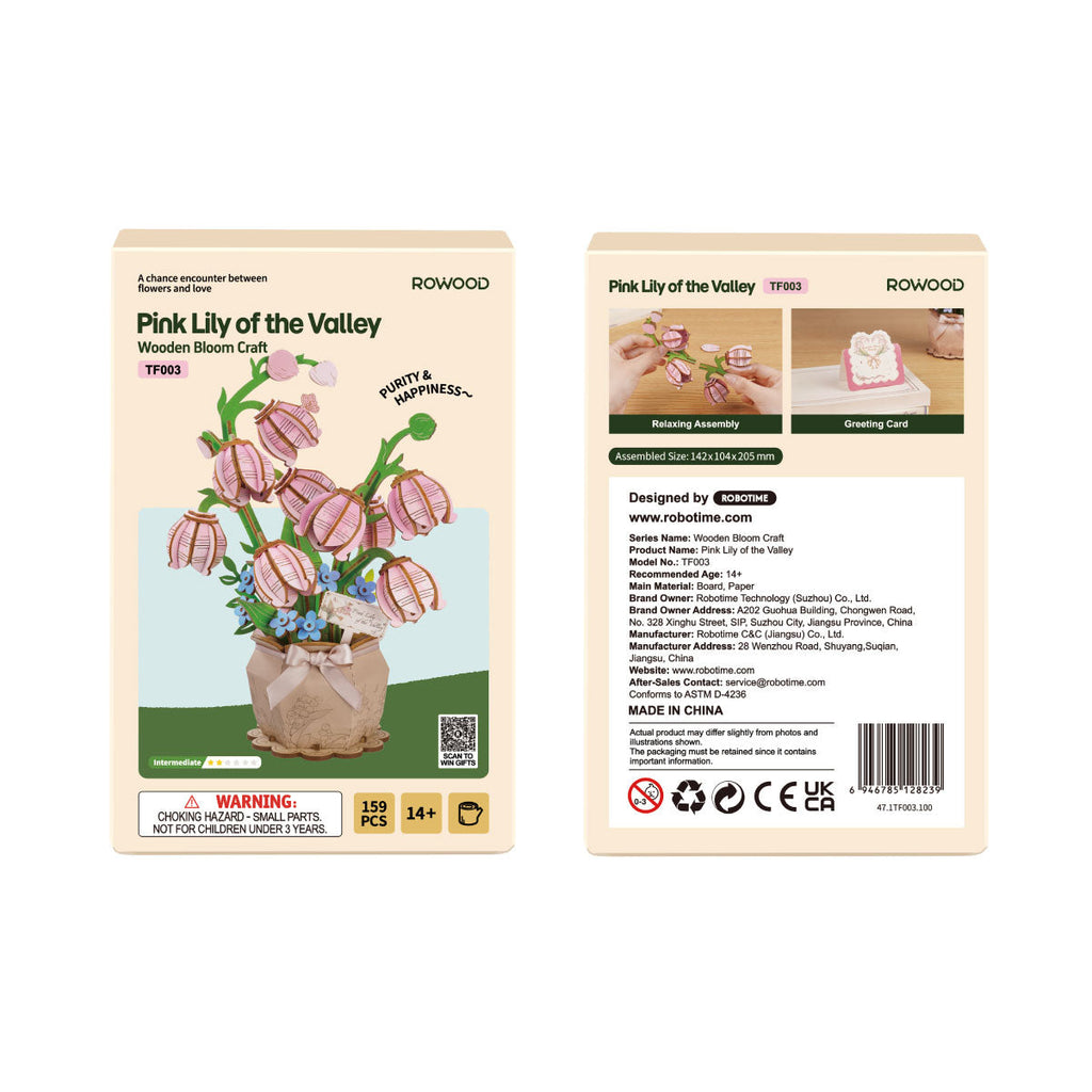 Rowood Pink Lily of the Valley – 3D Wooden Puzzle Kit