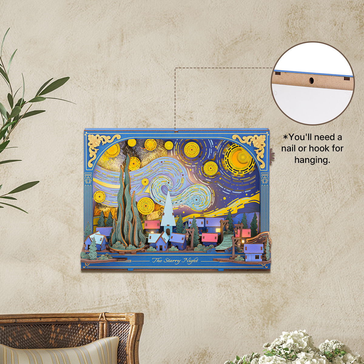 Rowood The Starry Night Wall Art – 3D Wooden Puzzle Kit