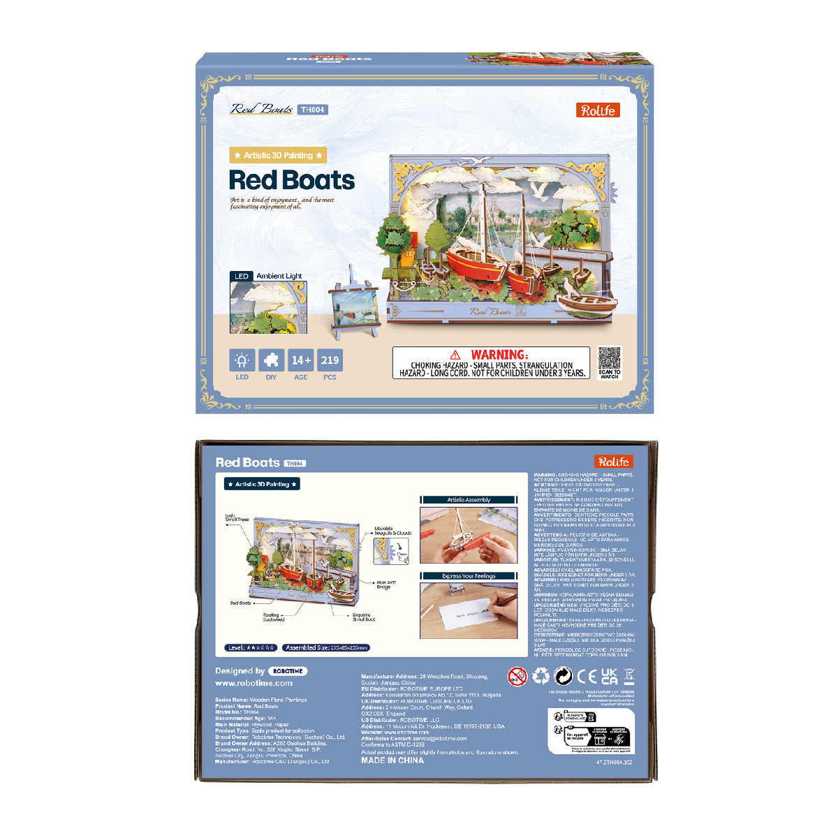 Rowood Red Boats Wall Art – 3D Wooden Puzzle Kit