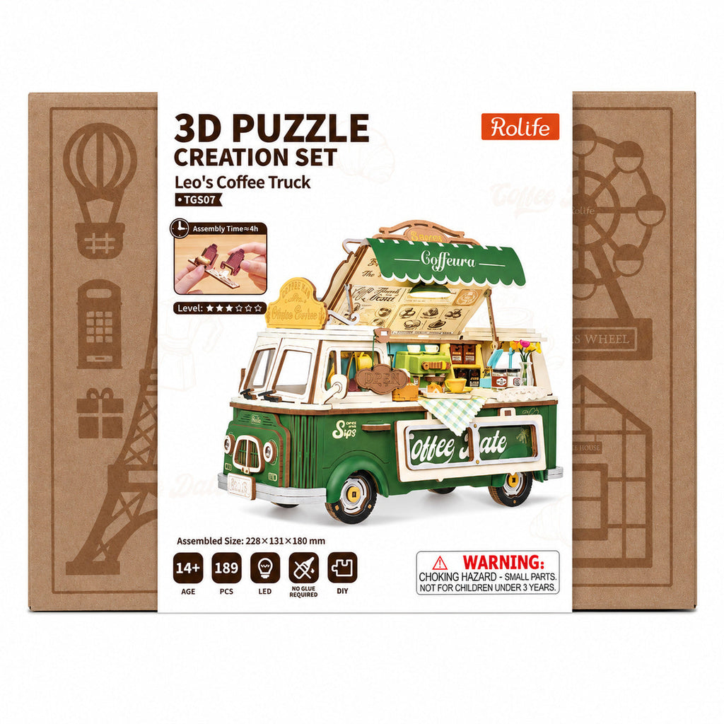 Leo’s Coffee Truck – 3D Wooden Puzzle Model Kit