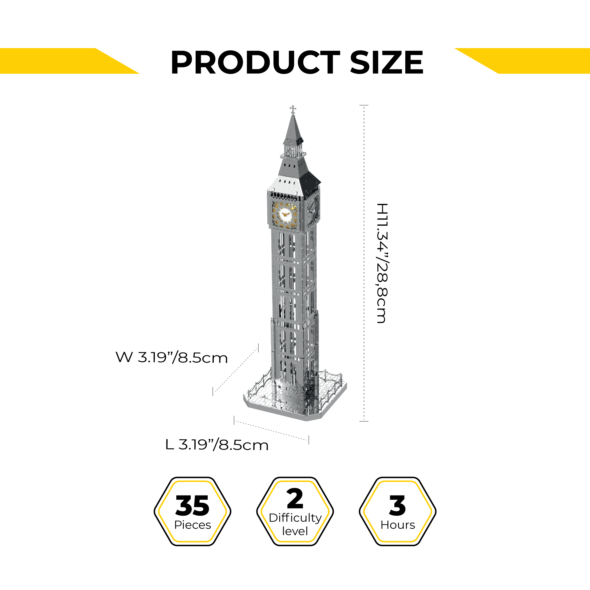 Metal Time The Great Bell London's Big Ben Clock Tower - DIY Metal Model Kit