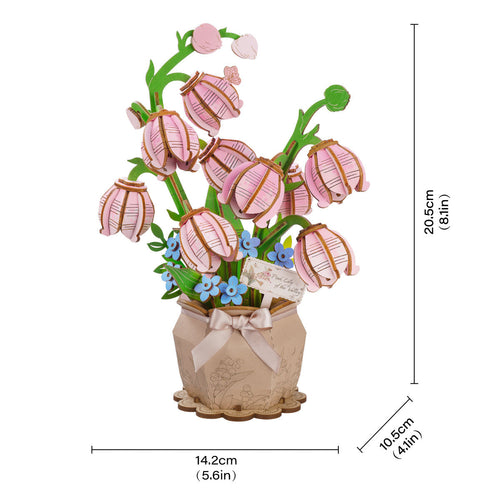 Rowood Pink Lily of the Valley – 3D Wooden Puzzle Kit