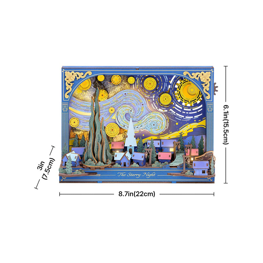 Rowood The Starry Night Wall Art – 3D Wooden Puzzle Kit