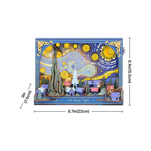 Rowood The Starry Night Wall Art – 3D Wooden Puzzle Kit