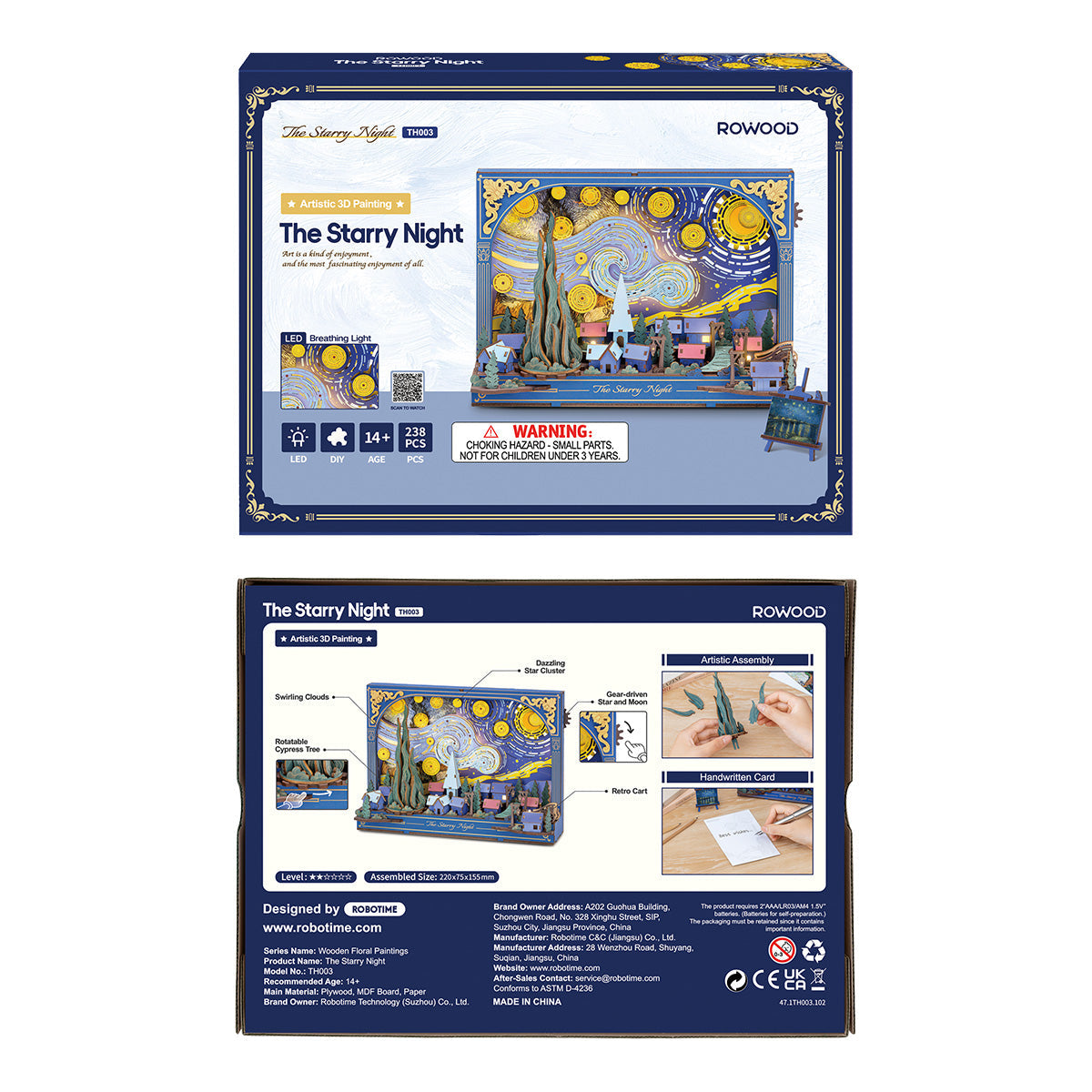Rowood The Starry Night Wall Art – 3D Wooden Puzzle Kit