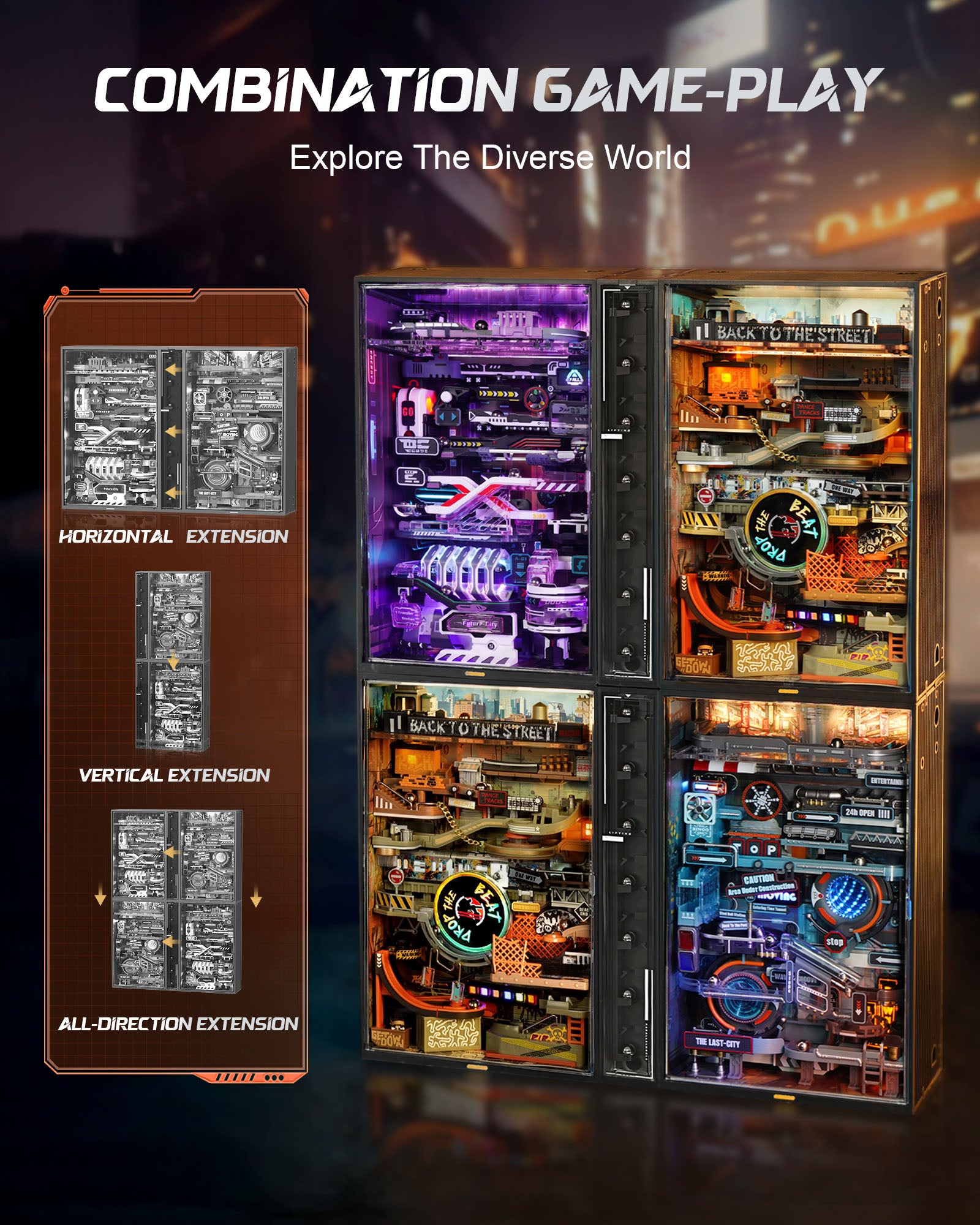 Hip-Hop Street Marble Run – Cyberpunk Mechanical Kit
