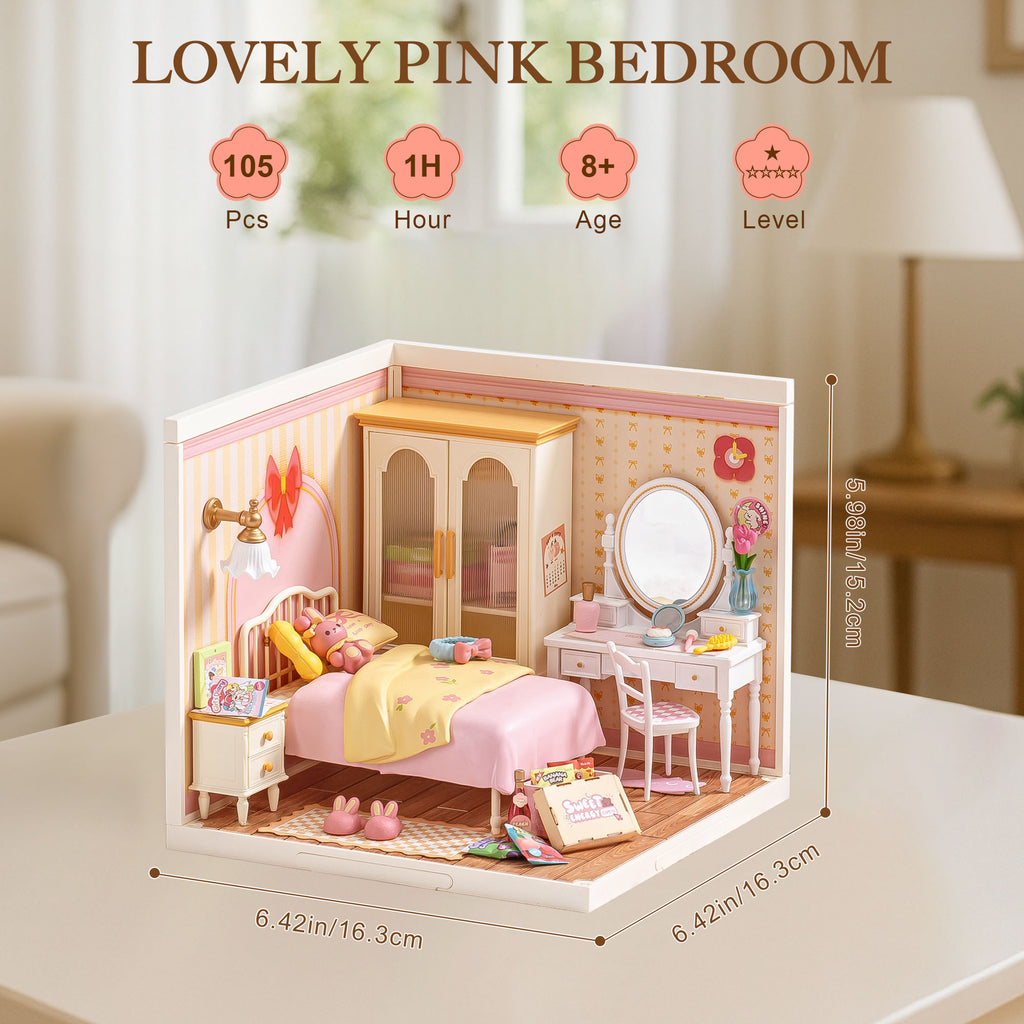 Lovely Pink Bedroom Mini House – Modular DIY Kit