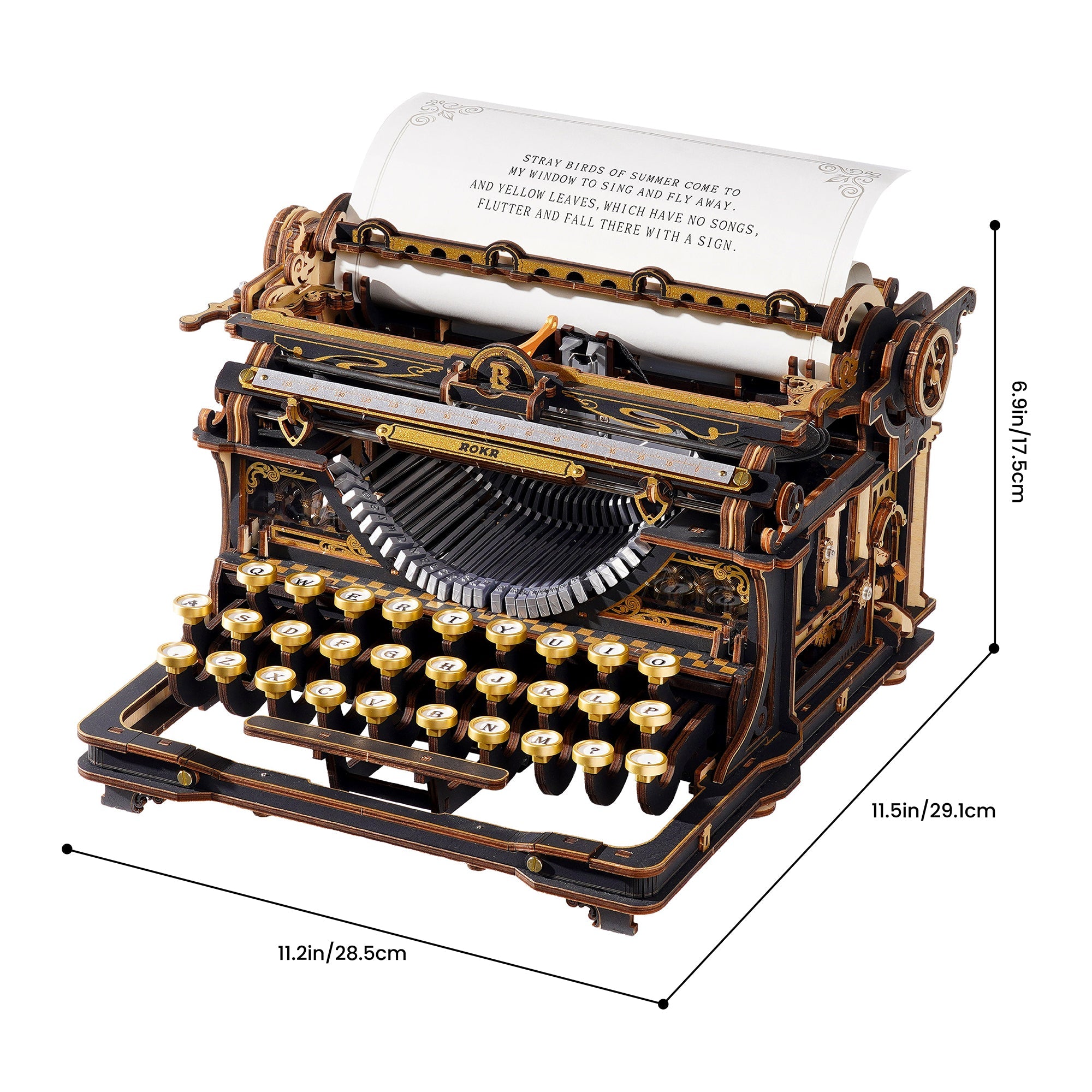 Vintage Typewriter Pro – Mechanical Wooden Model Kit