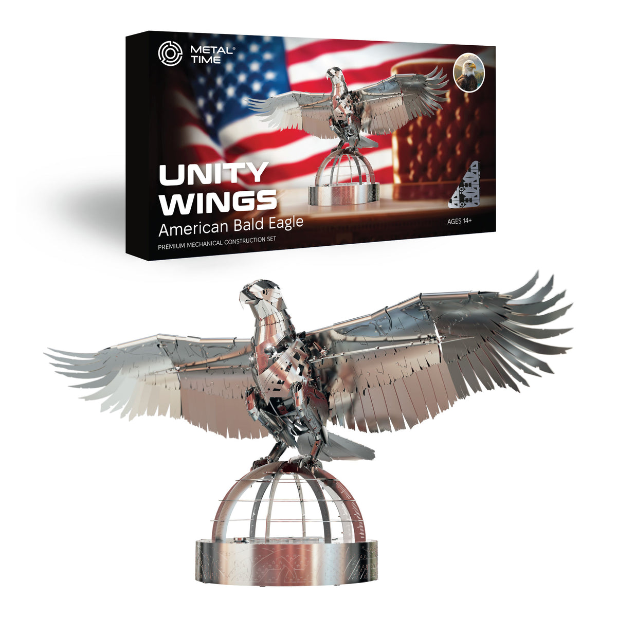 Metal Time Unity Wings Silver Armor Eagle - DIY Metal Model Kit