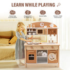 ROBUD Wooden Play Kitchen for Kids – Caramel