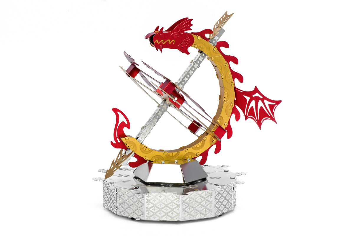 Metal Time Sun Chaser Dragon Style Desk Clock - DIY Metal Model Kit