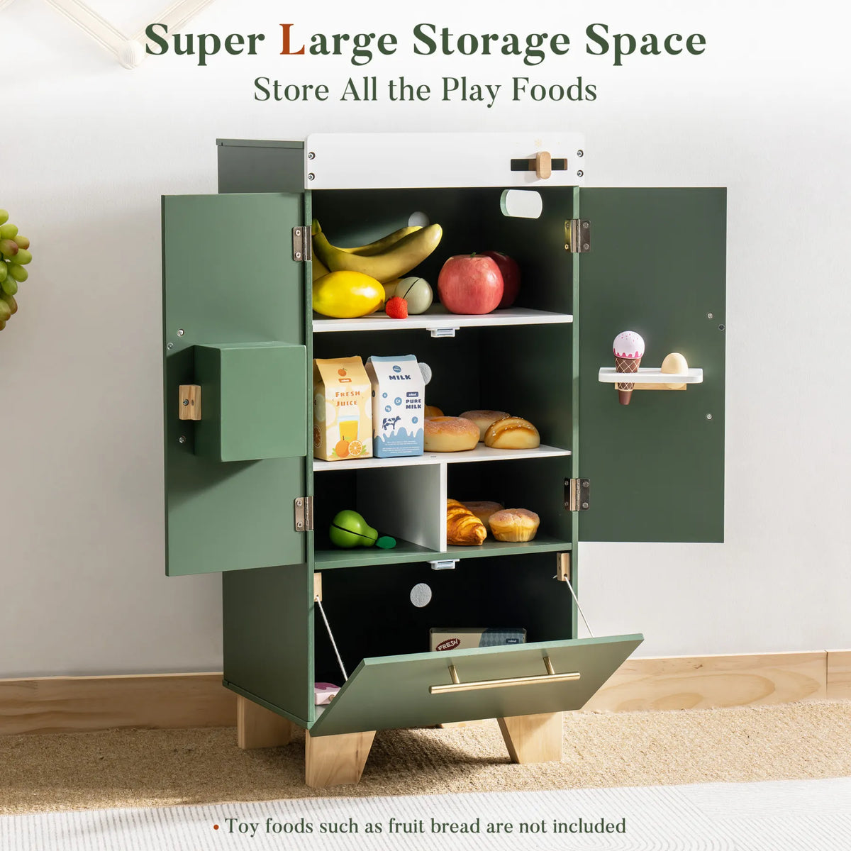 ROBUD Wooden Toy Refrigerator – Vintage Green