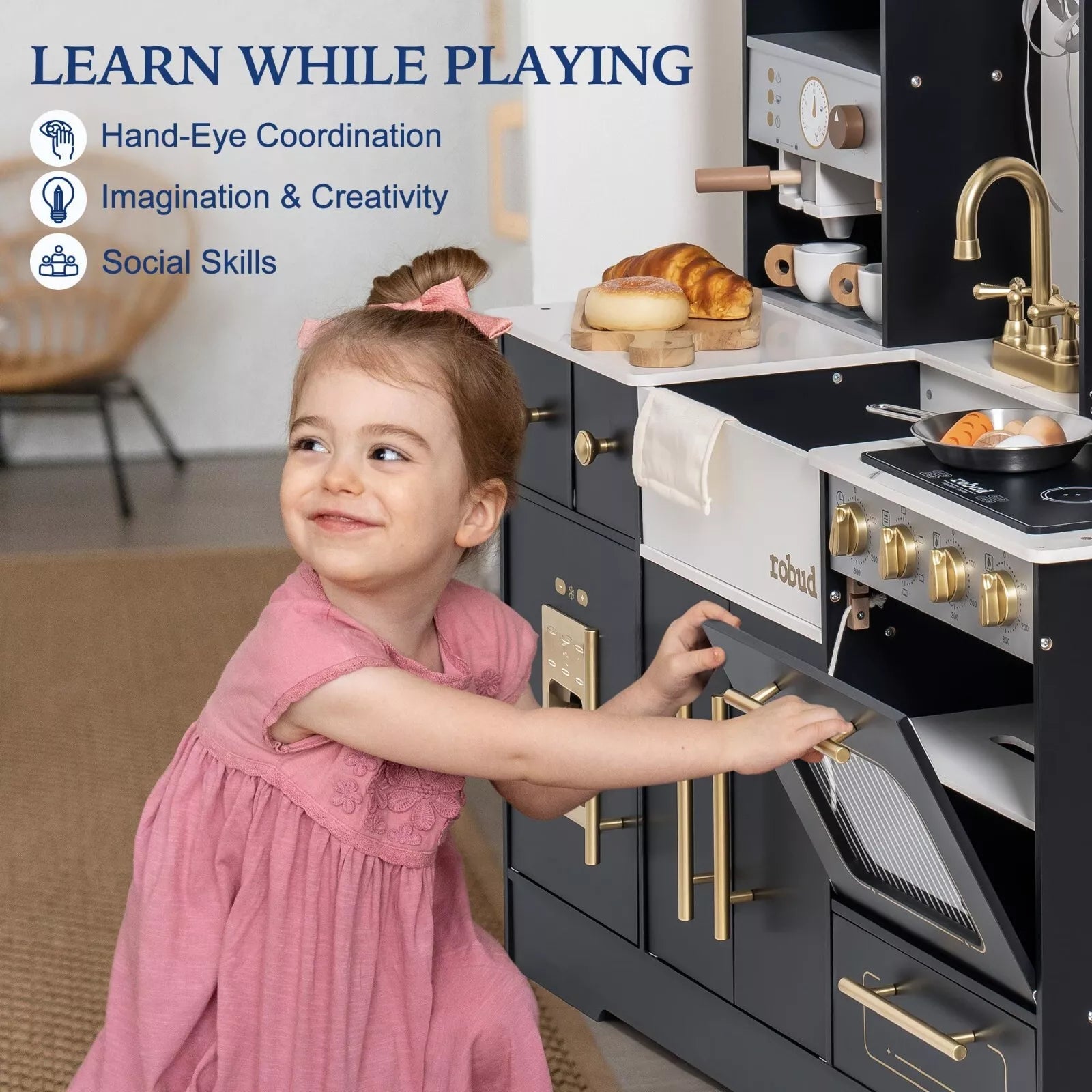 Wooden Play Kitchen – Kids Role Play Set