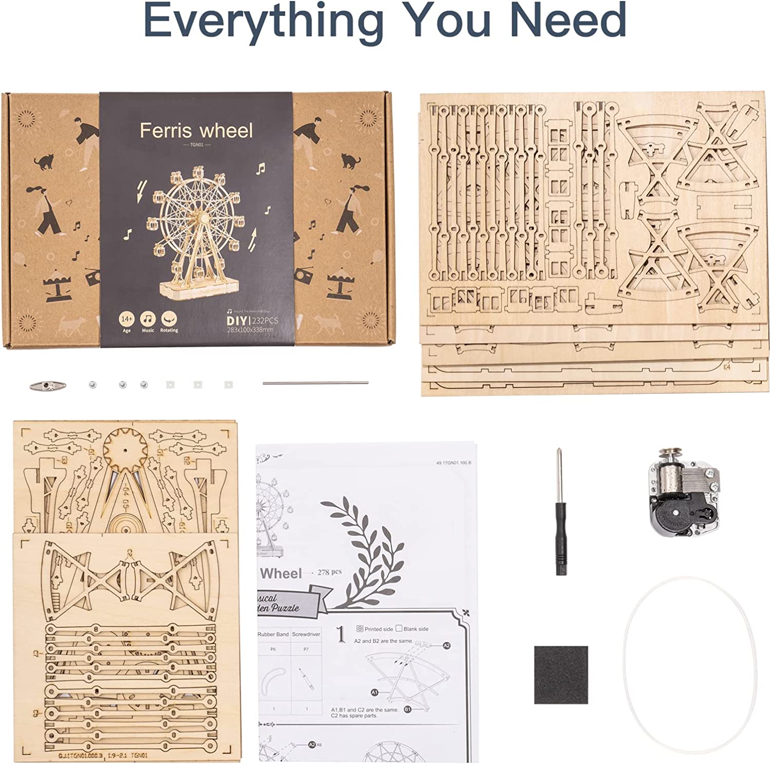 Ferris Wheel Music Box – DIY Mechanical Model Kit