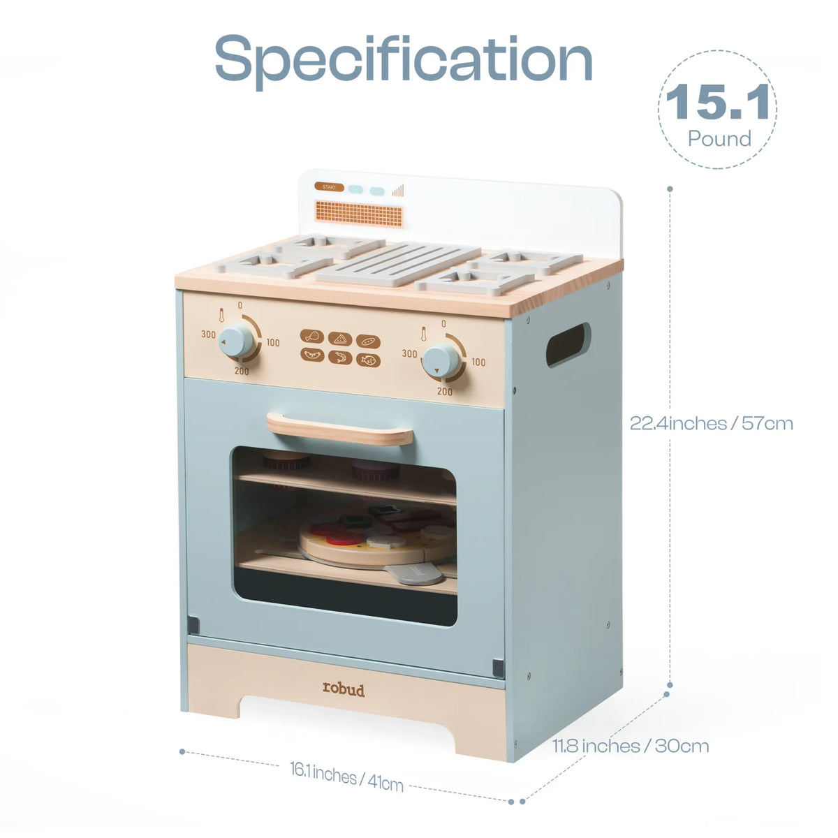 ROBUD Wooden Kids Play Kitchen Oven – Realistic