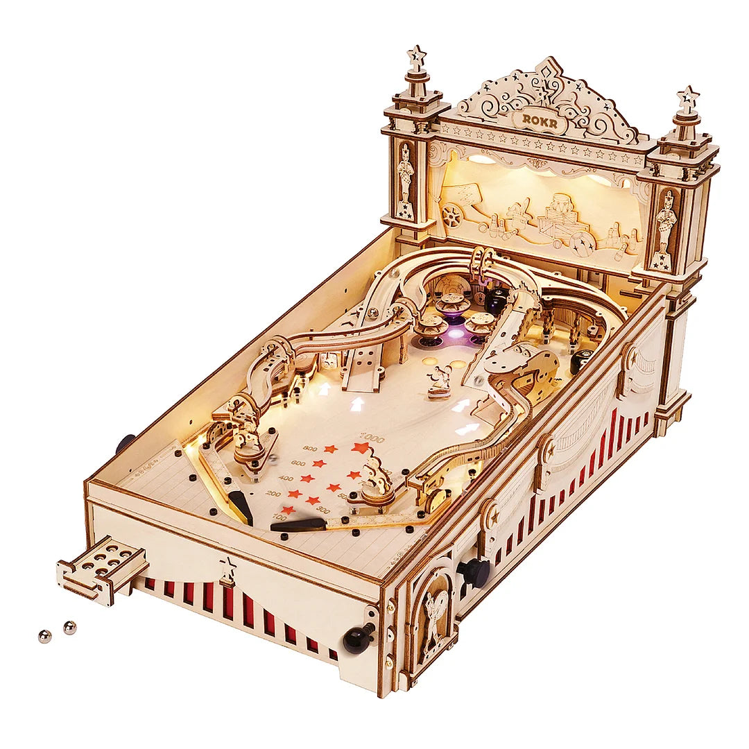 3D Wooden Pinball Machine Model Kit
