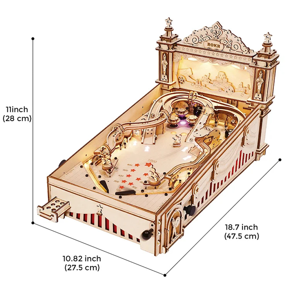 3D Wooden Pinball Machine Model Kit