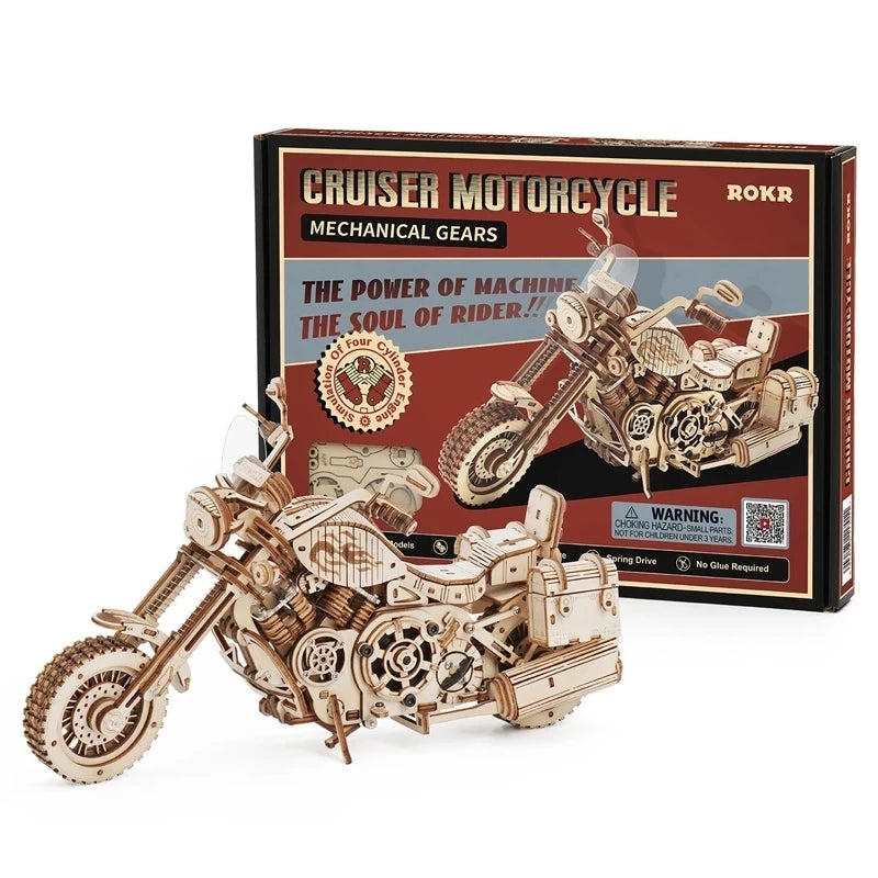Vintage Cruiser Motorcycle – 3D Wooden Mechanical Model Kit