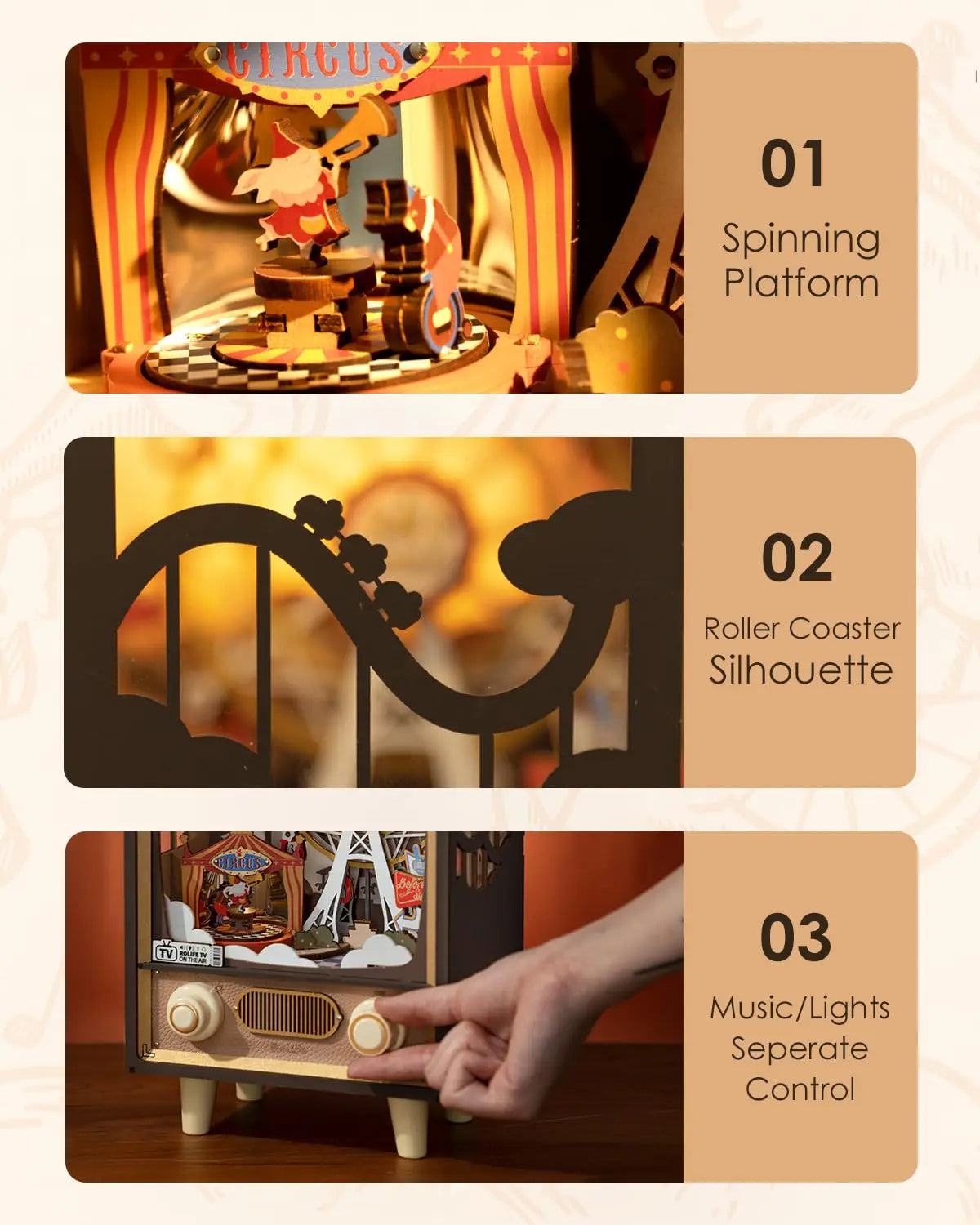 Sunset Carnival Music Box – DIY Mechanical Model Kit