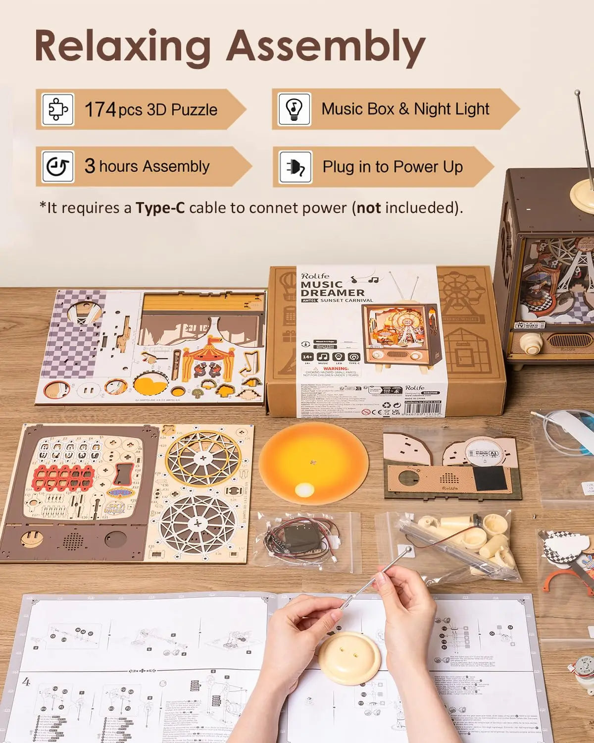 Sunset Carnival Music Box – DIY Mechanical Model Kit