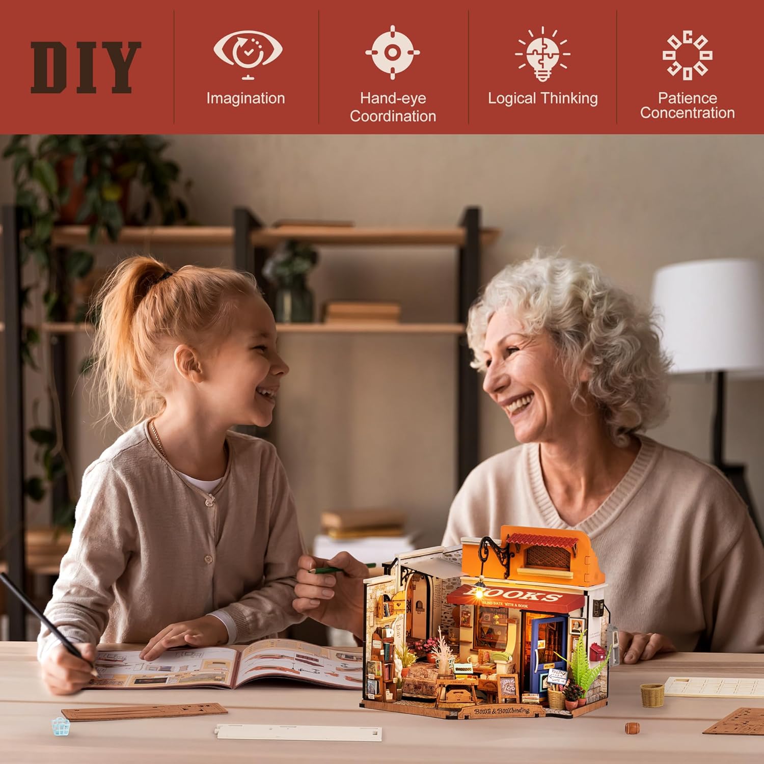 Corner Bookstore – DIY Miniature House Kit