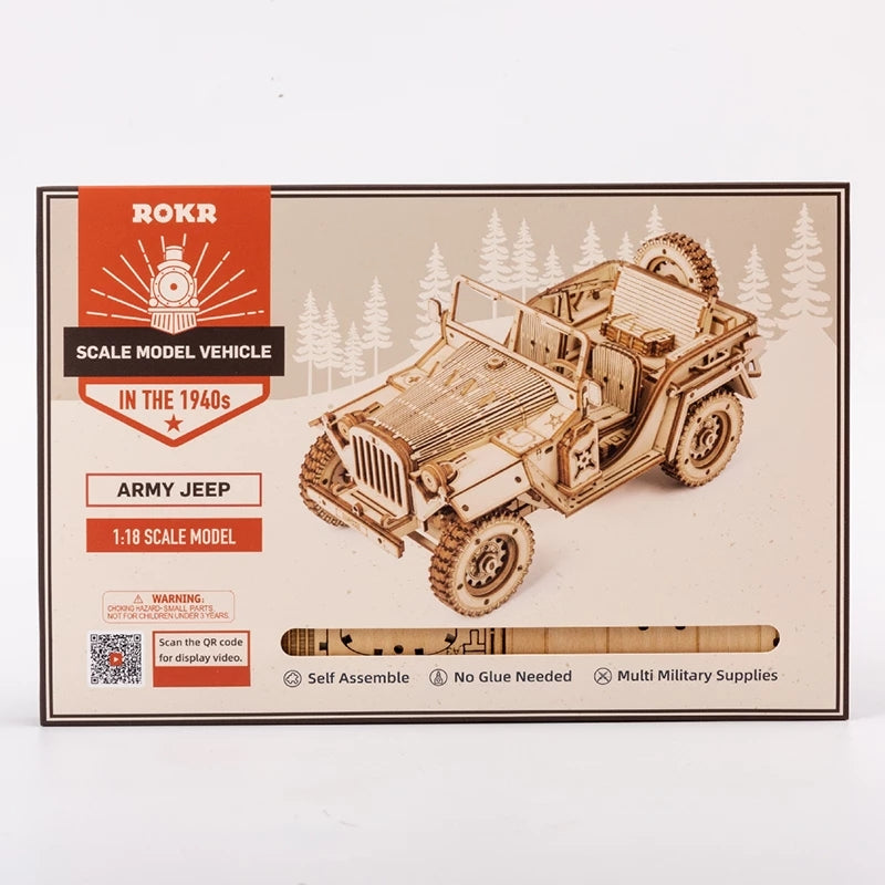 Vintage Army Jeep – 3D Wooden Model Kit