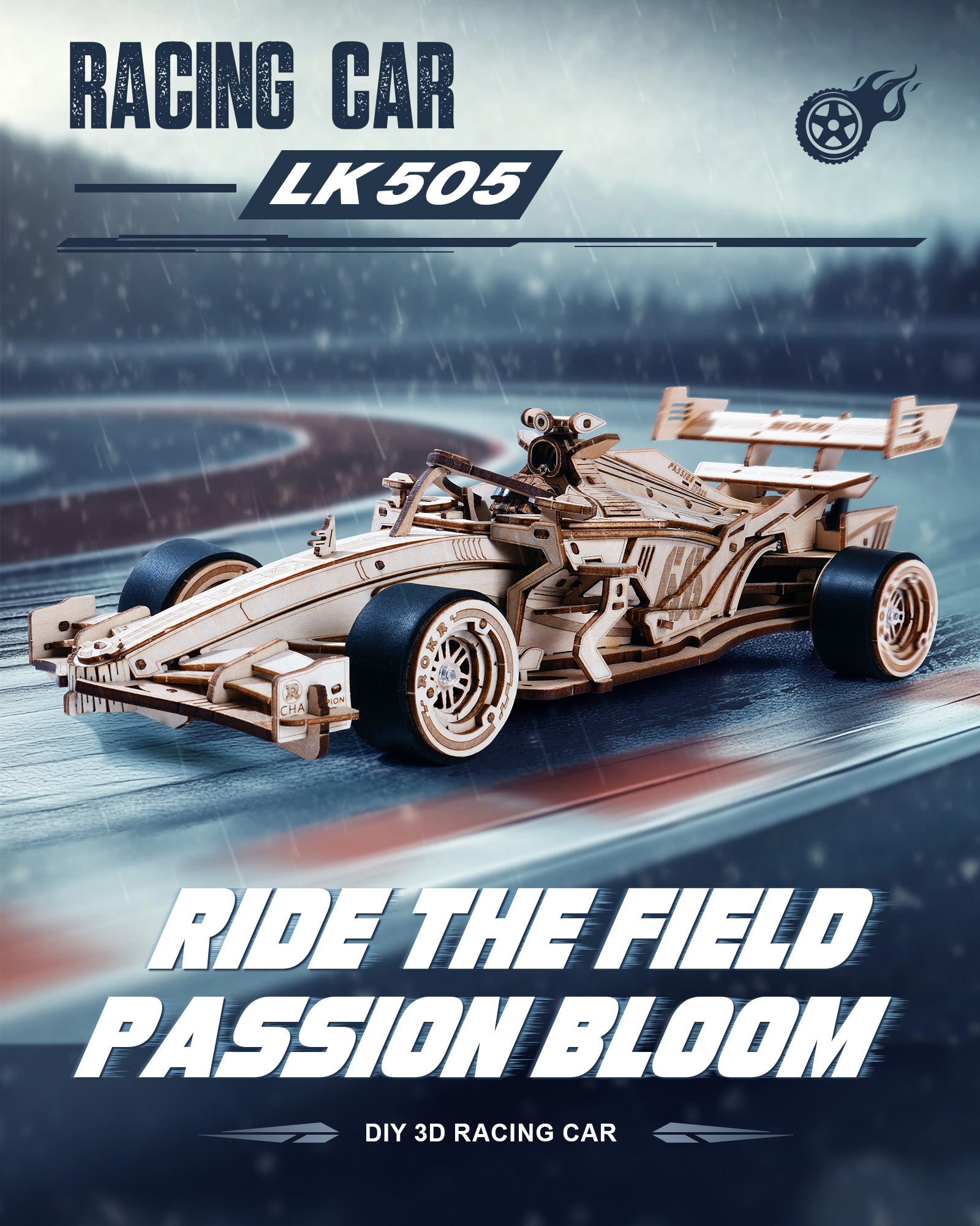Racing Car – Mechanical Wooden Model Kit