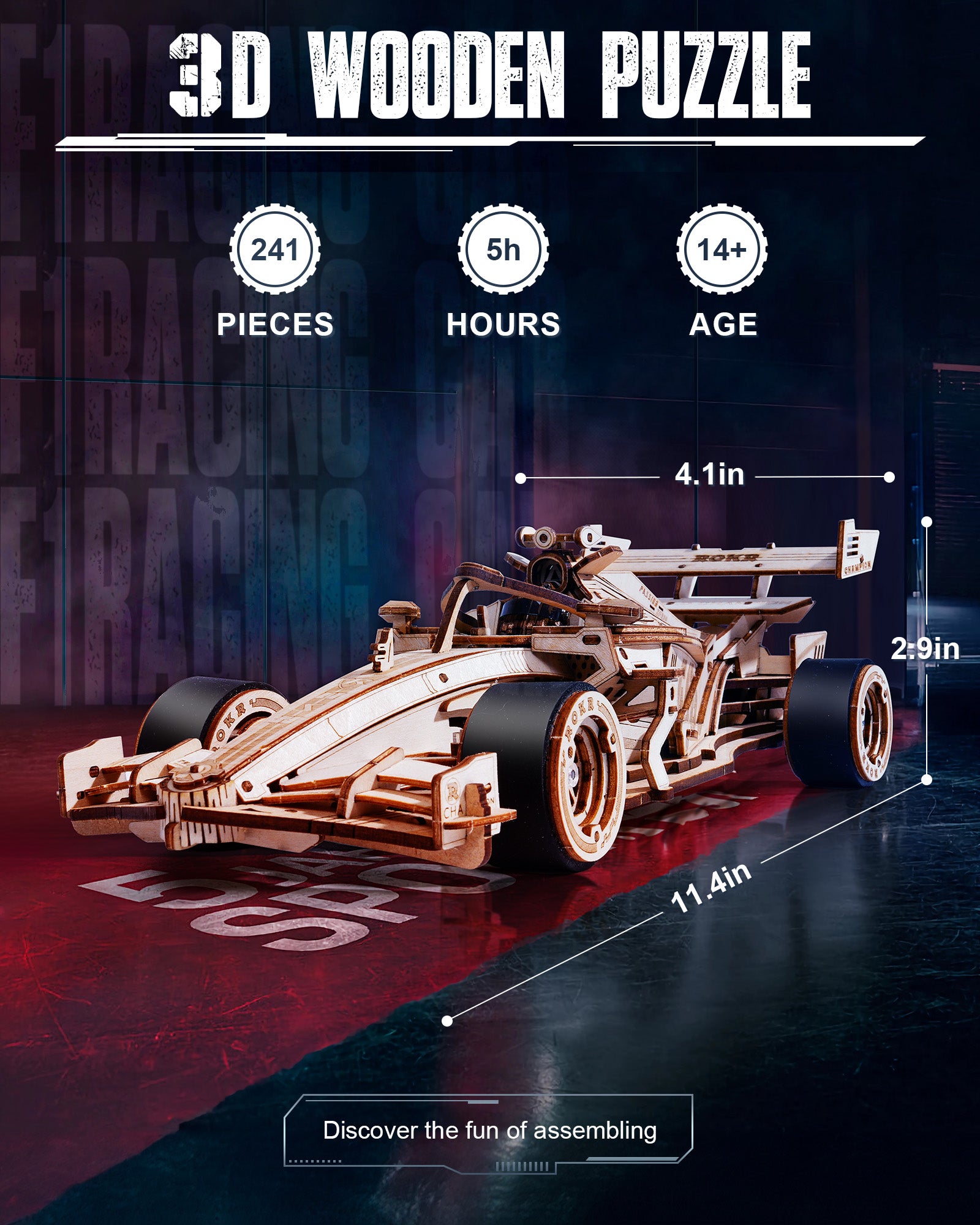 Racing Car – 3D Mechanical Wooden Puzzle Kit