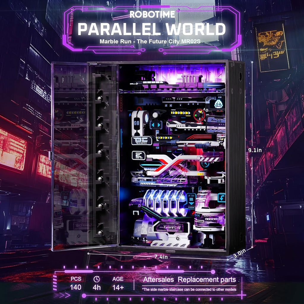Cyberpunk Marble Run – LED Mechanical Kit