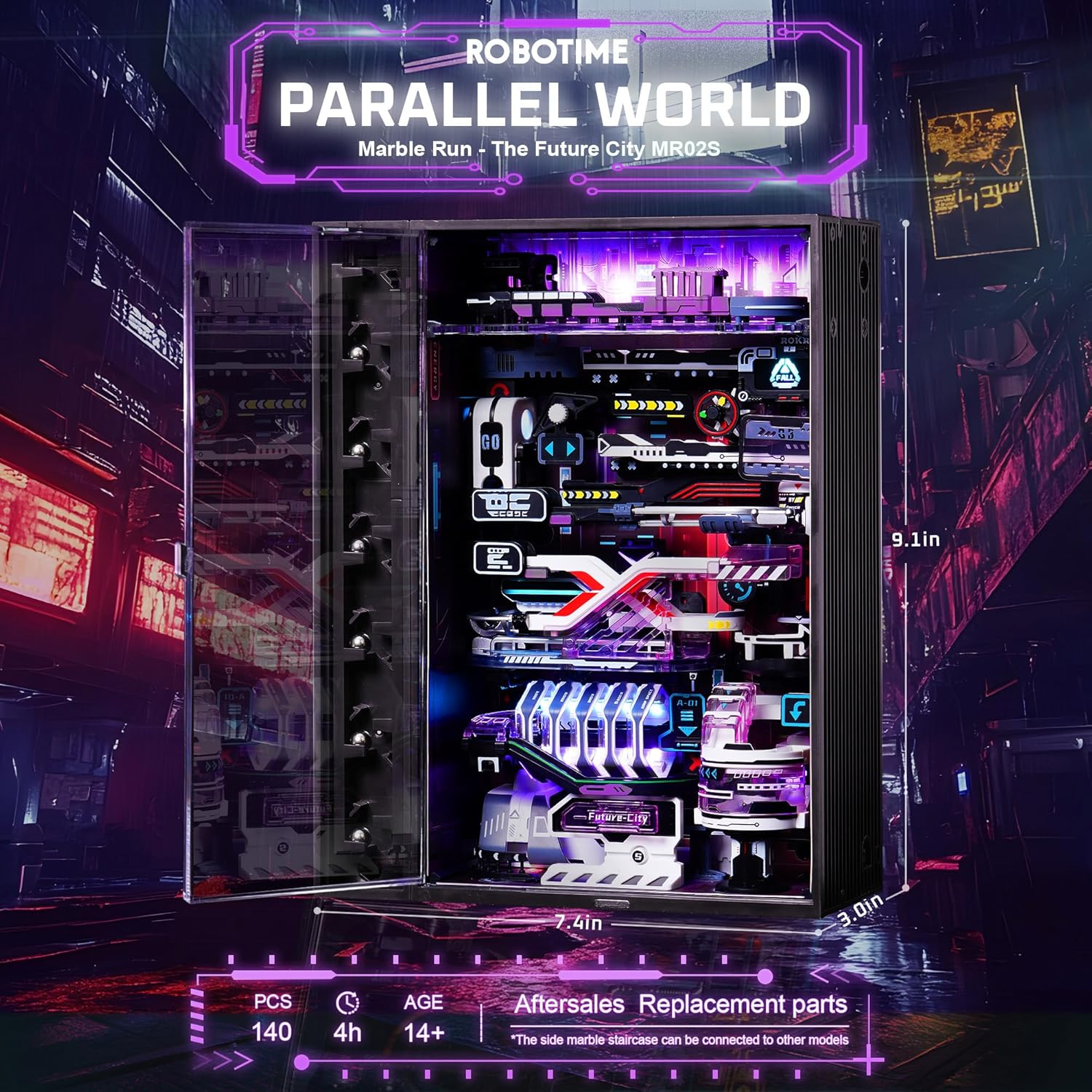 Cyberpunk Marble Run – LED Mechanical Kit
