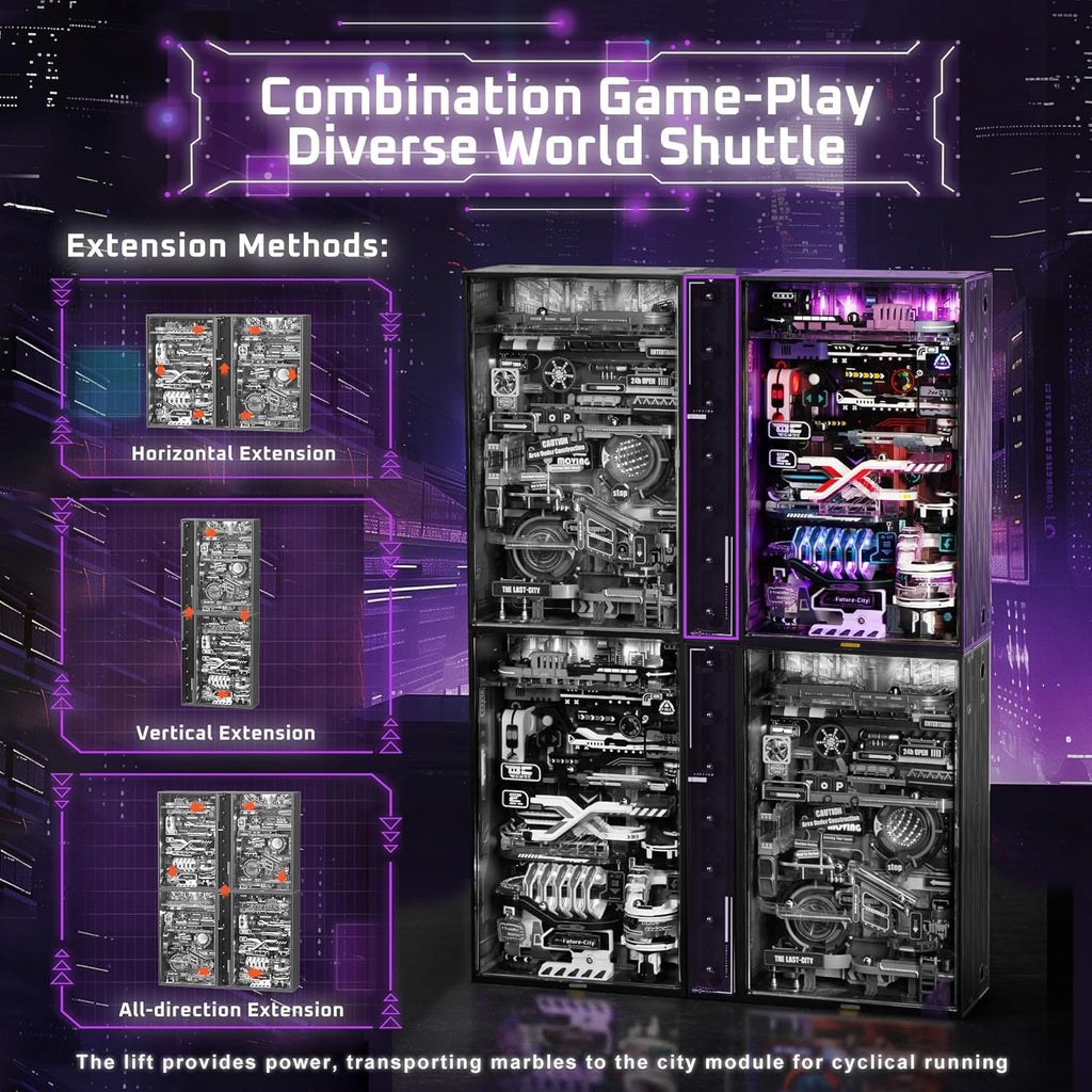 Cyberpunk Marble Run – LED Mechanical Kit