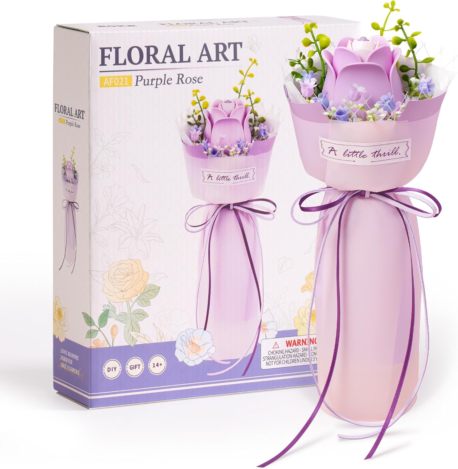 Purple Rose – Wooden Flower Model Kit