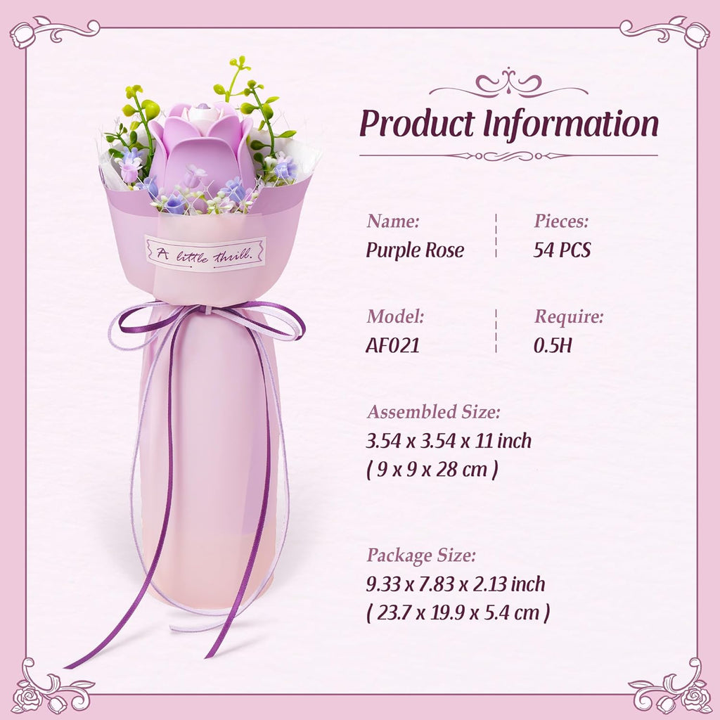 Purple Rose – Wooden Flower Model Kit