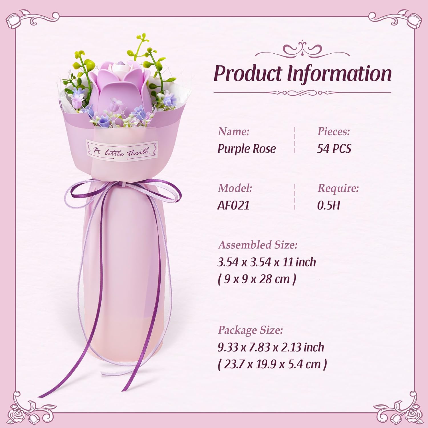 Purple Rose – Wooden Flower Model Kit