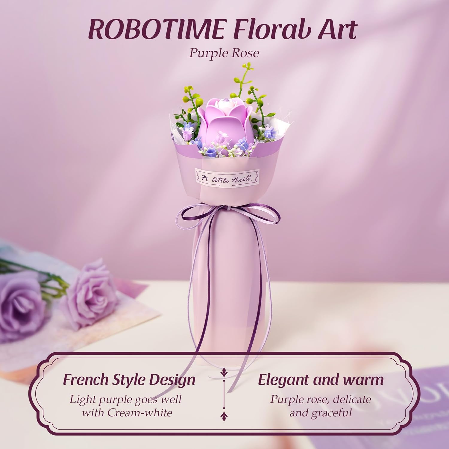 Purple Rose – Wooden Flower Model Kit